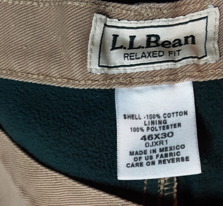 L.L. Bean Men's Relaxed Fleece Lined Jeans Beige (Big & Tall: 46 x 30)