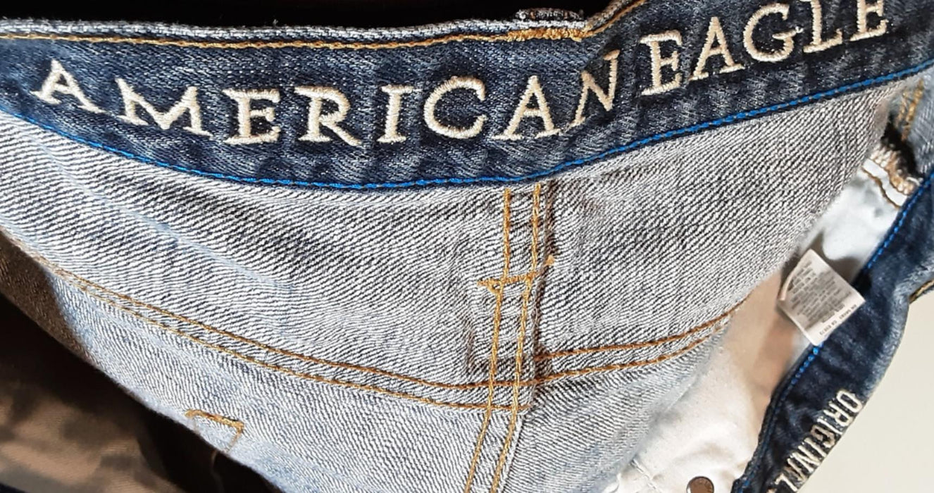 American Eagle Men's Original Straight Fit Med Wash Jeans Blue (Size: 28 x 30)