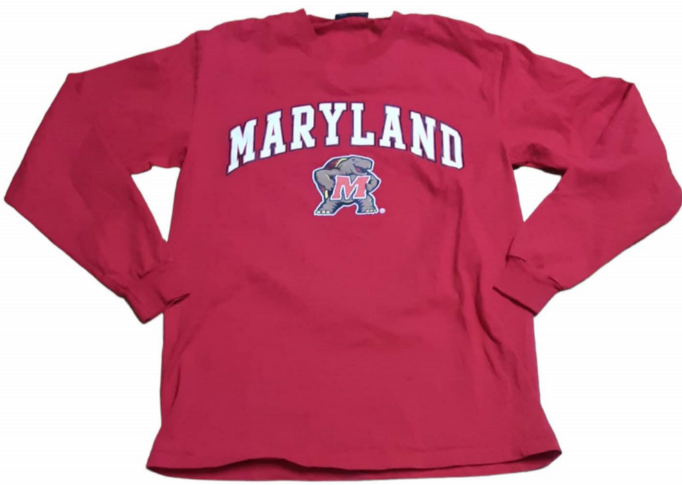 Maryland Terps NCAA Crew Neck Boys Long Sleeve T-Shirt Red (Size: Medium)