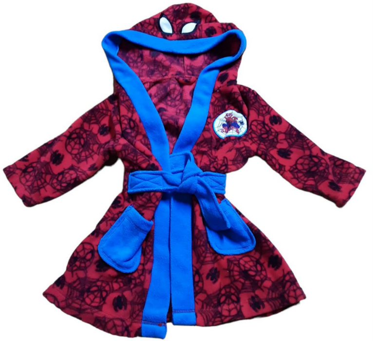 Spiderman Boys Cozy Bath Robe W/ Hood Red/Blue (Size: 3T)