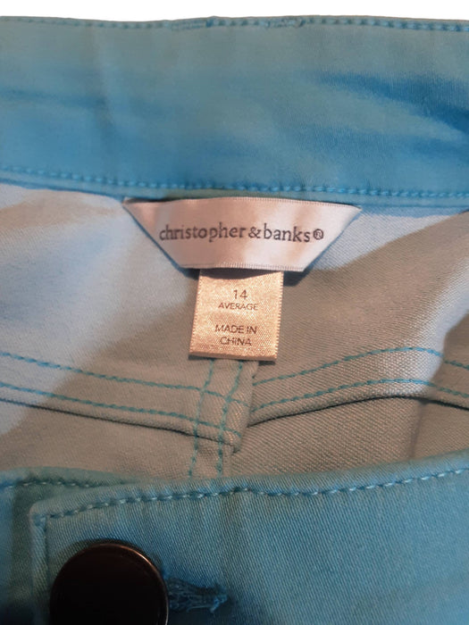 Christopher & Banks Women's High Waist Skimmer Capri Blue (Plus Size: 14A) NWT!