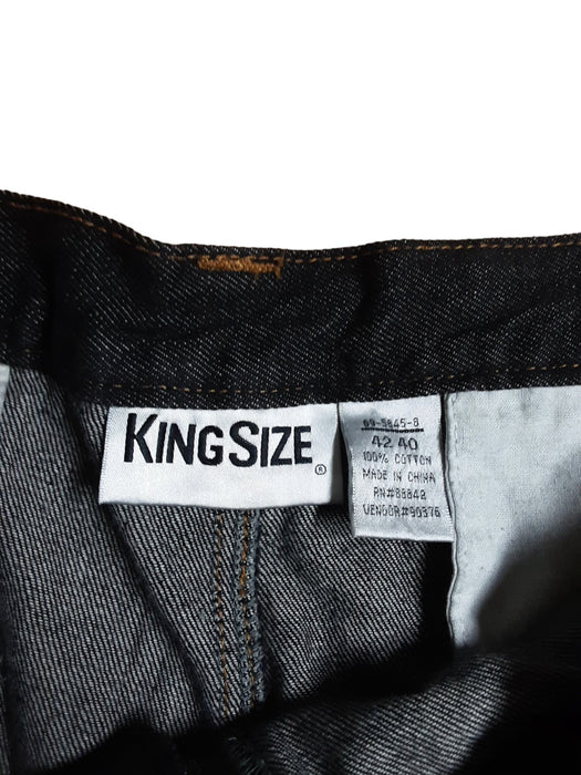 King Size Men's Comfort Waist Un-hem Denim Cargo Jeans Black (Size: 42 x 40)