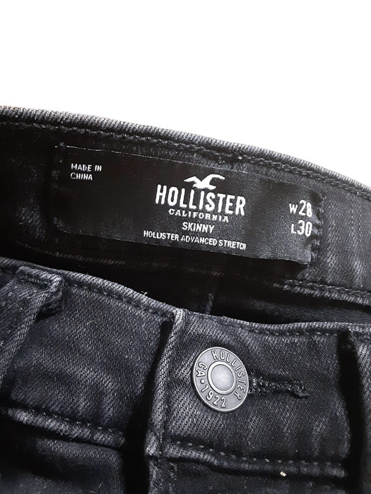 Hollister Men's Skinny Fit Flex Dark Wash Jeans Black (Size: 28 x 29)