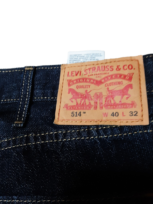 Levi 514 Men's Straight Fit Dark Wash Blue Jeans (Big & Tall: 40 x 32)