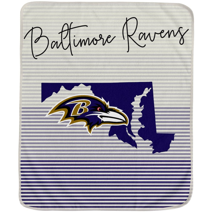 Baltimore Ravens NFL State Stripe Silk Touch Ultra Fleece 60"x70" Throw NWT!