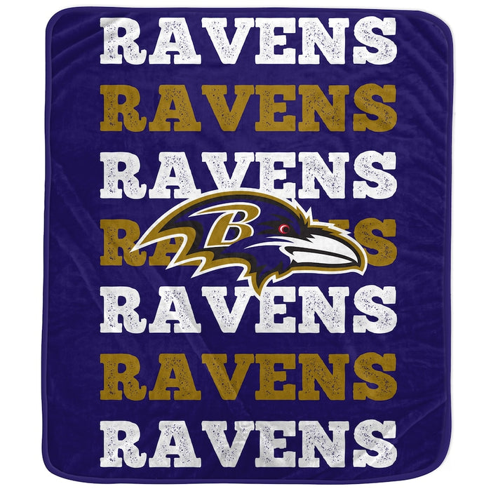 Baltimore Ravens NFL Pegasus Team Logo & Wordmark Plush Blanket Purple (60 X 70)