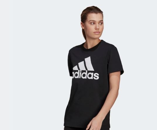 adidas Women's Essentials Logo Boyfriend Tee Blk/Wht (Size: Small) GL0781