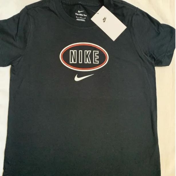 Nike Girls Logo T-Shirt Black (Size : Large) D04656-010