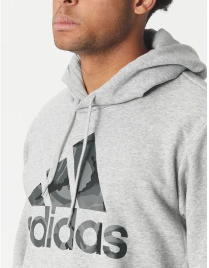 Adidas Essentials Fleece Camo-Print Hoodie Gray (Size: S, M) H14671