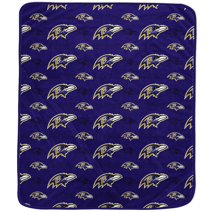 Baltimore Ravens NFL Repeat Tonal Team Logo Fleece Blanket Purple (50x60) NWT