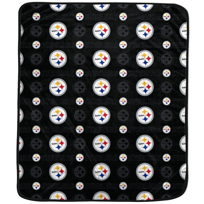 Pittsburgh Steelers NFL Repeat Tonal Team Logo Fleece Blanket Black (50x60) NWT