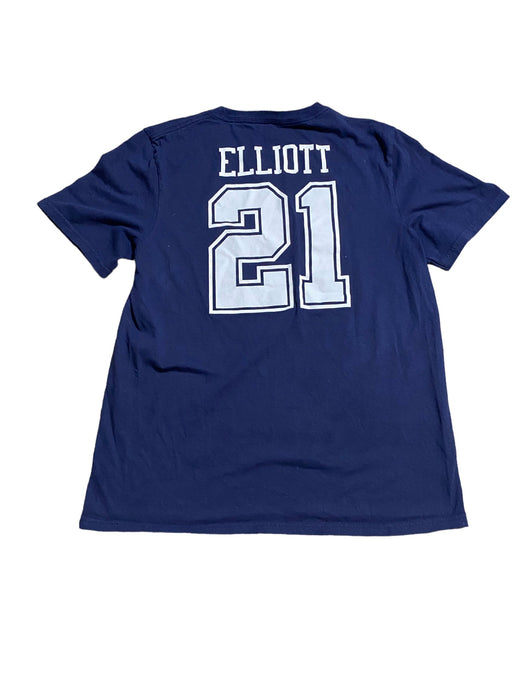 Dallas Cowboys NFL Elliott #21 T-Shirt Jersey Navy Blue (Size: M)