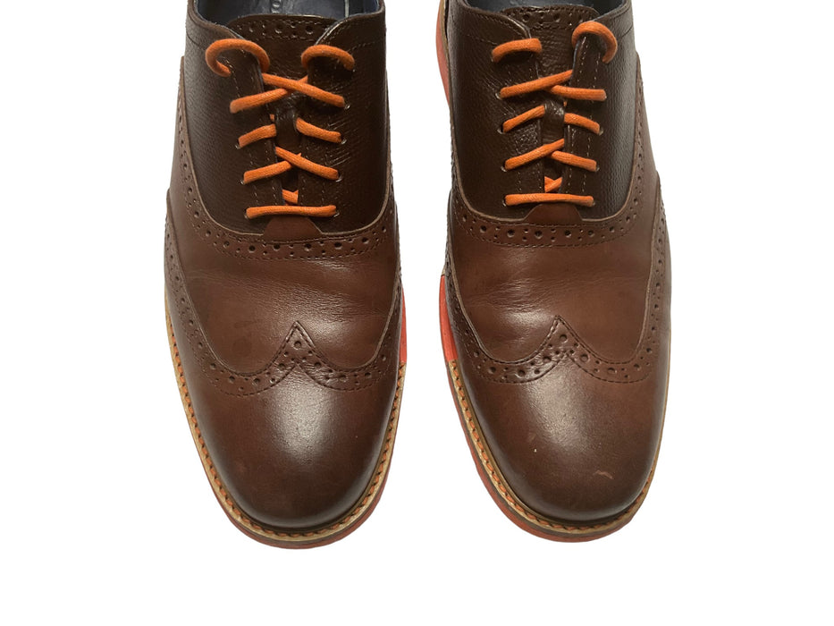 Cole Haan Great Jones Brown Orange Wingtip Oxford Shoes Men (Size: 10.5) C11235