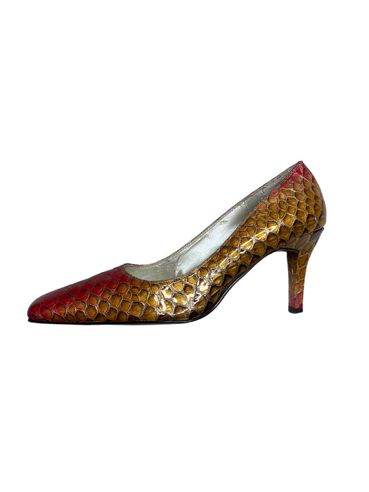 J.Renee' Snakeskin Pink Yellow Pattern Slingback Heels Women's (Size: 8) A2238