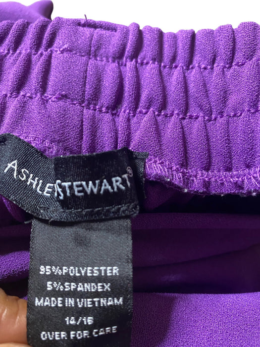 Ashley Stewart Women's Elastic Waist Stretch Pants Purple (Plus Size: 14/16)