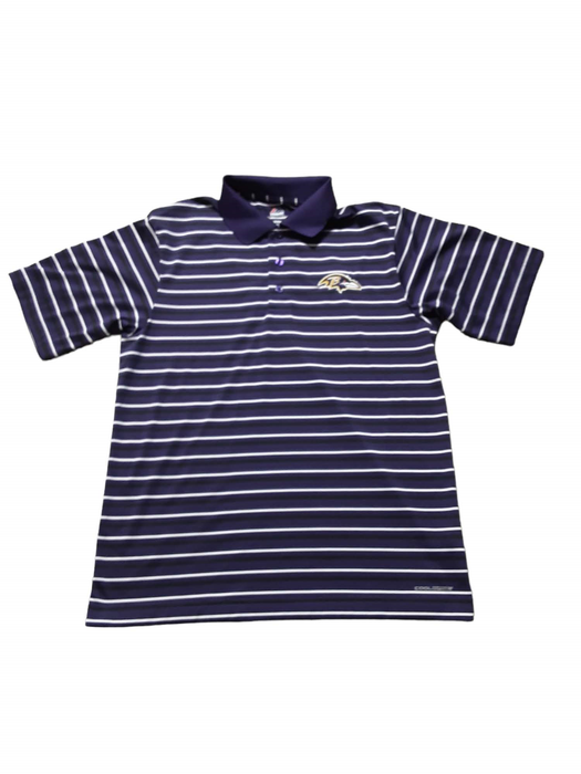 Baltimore Ravens NFL Majestic Men's Collard Stripe Shirt Purple (Size: M)