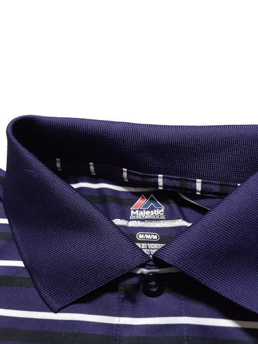 Baltimore Ravens NFL Majestic Men's Collard Stripe Shirt Purple (Size: M)