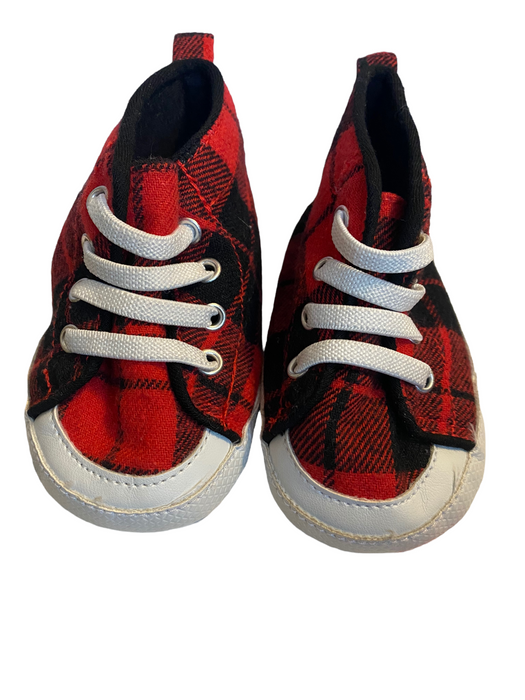 Carter's High Top Plaid Red/black Crib Walking Baby Sneakers (Size: 3-6 Month)