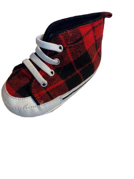 Carter's High Top Plaid Red/black Crib Walking Baby Sneakers (Size: 3-6 Month)