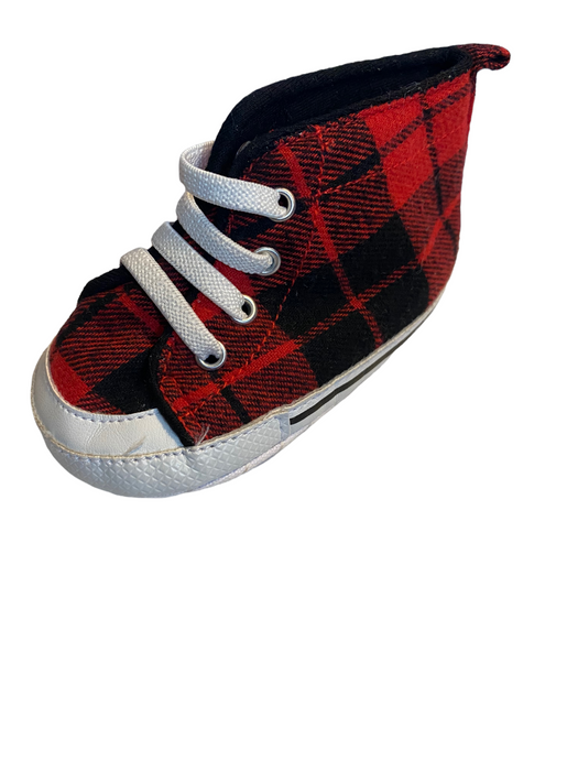 Carter's High Top Plaid Red/black Crib Walking Baby Sneakers (Size: 3-6 Month)