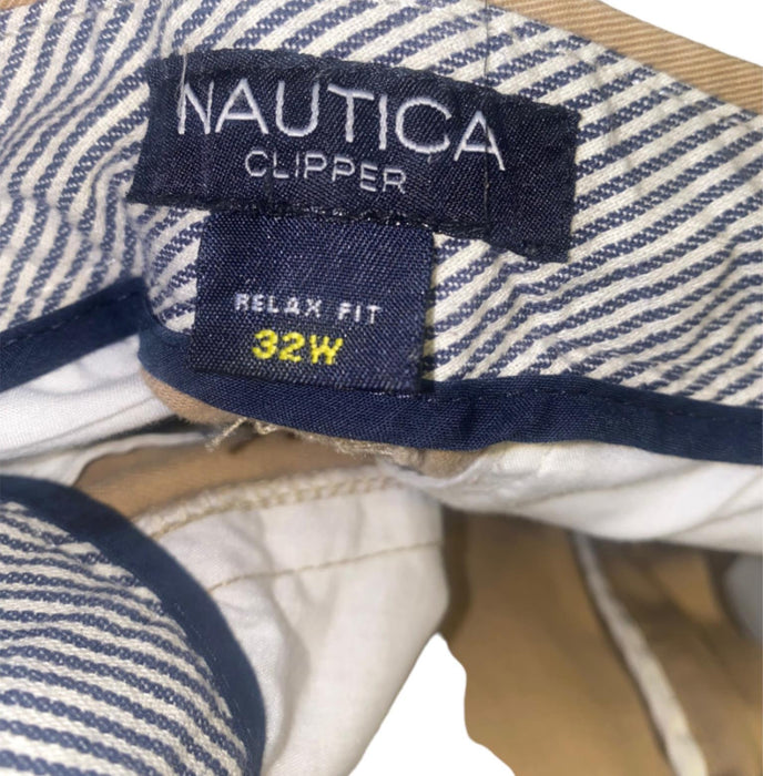 Nautica Men's Clippers Relaxed Fit Chino Shorts Beige (Size: 32 x 9.5)