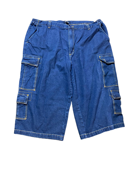 King Size Big Men's Elastic Waist Denim Cargo Shorts (Big & Tall: 46 x 20)