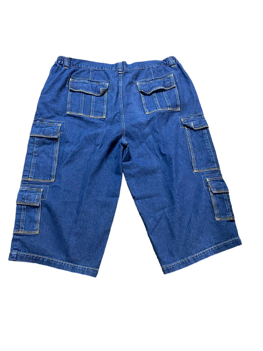 King Size Big Men's Elastic Waist Denim Cargo Shorts (Big & Tall: 46 x 20)