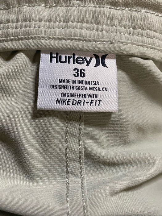 Hurley Men's Nylon Nike Dri- Fit Shorts Light Olive (Size: 36 x 7")