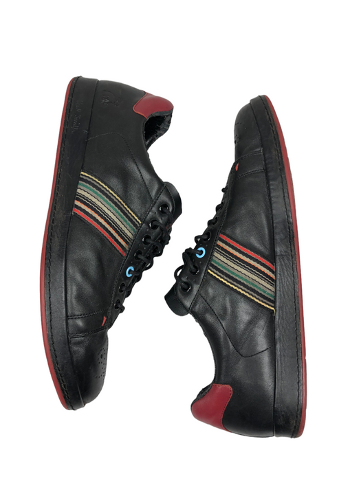 Paul Smith Black Red Leather Sneaker Shoes Men's (Size: 12) 24016 0622