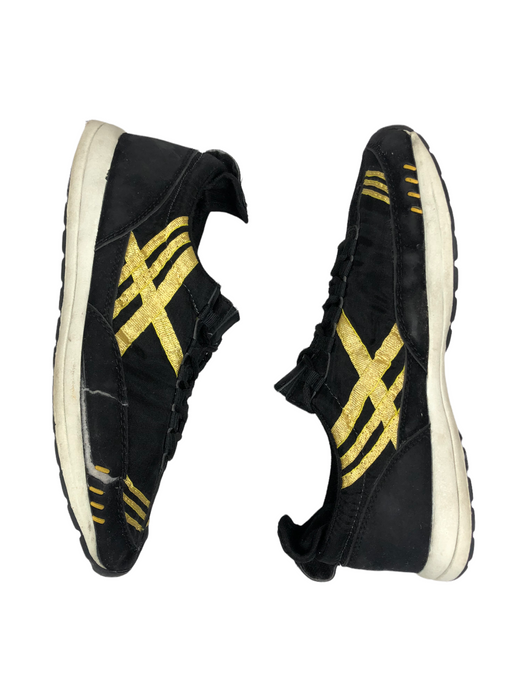 Feethit Black Gold Suede Leather Walking Running Shoes Women (Size: 9) F-1661751