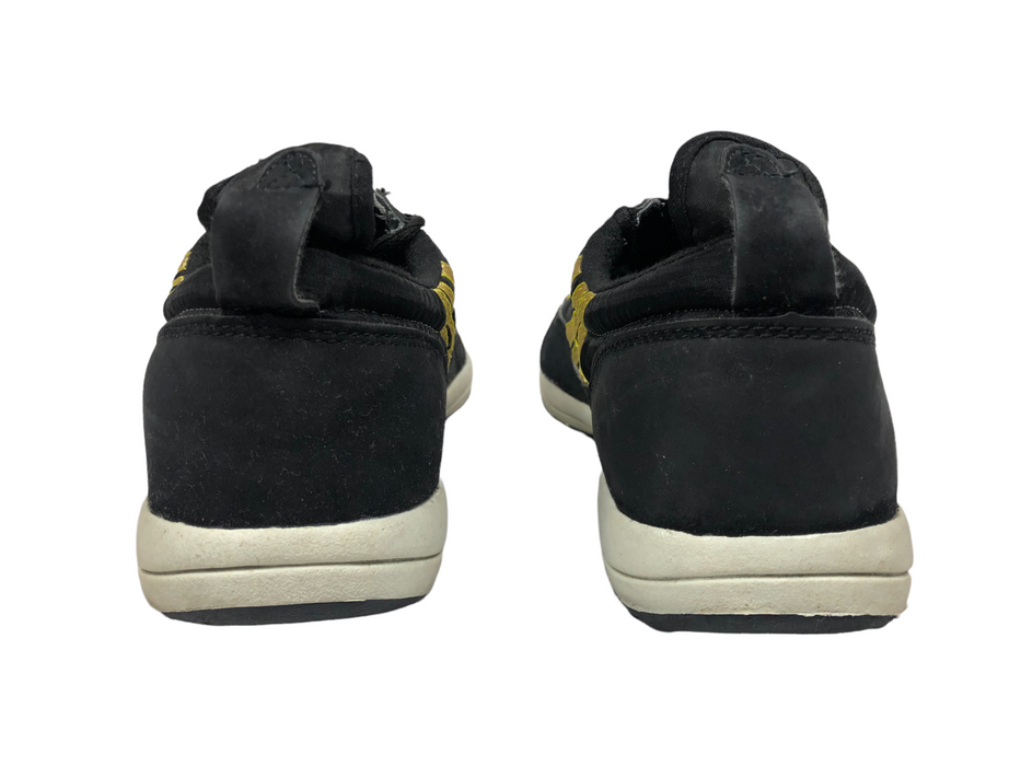 Feethit Black Gold Suede Leather Walking Running Shoes Women (Size: 9) F-1661751