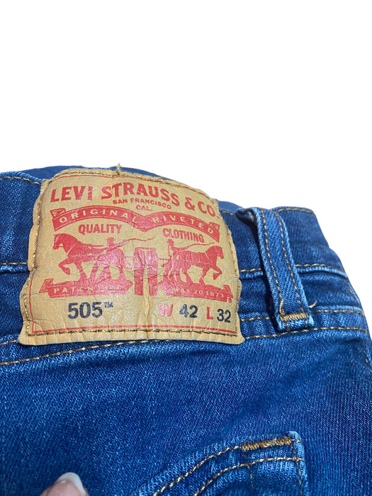 Levi's 505 Men's Relaxed Fit Medium Wash Jeans Blue (Big & Tall: 42 x 32)