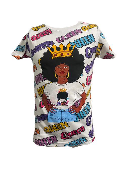 On Fire Girls White "Melanin Queen" T-Shirt (Size: L)