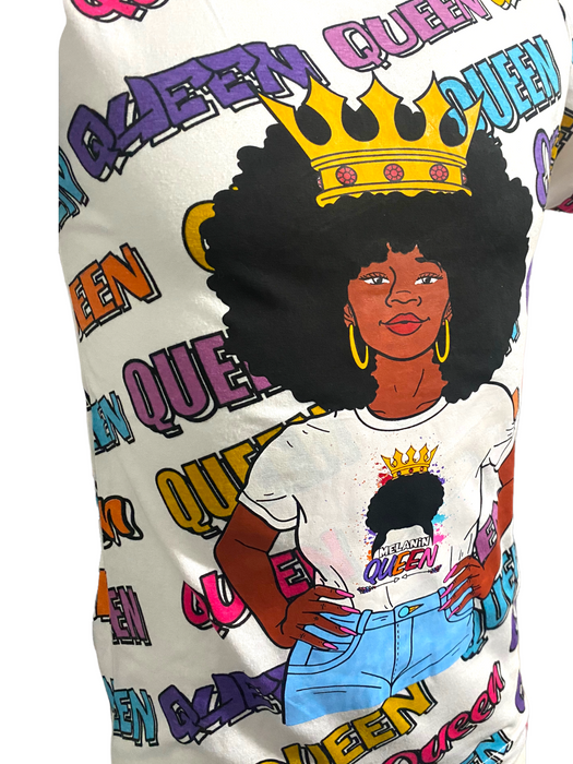 On Fire Girls White "Melanin Queen" T-Shirt (Size: L)