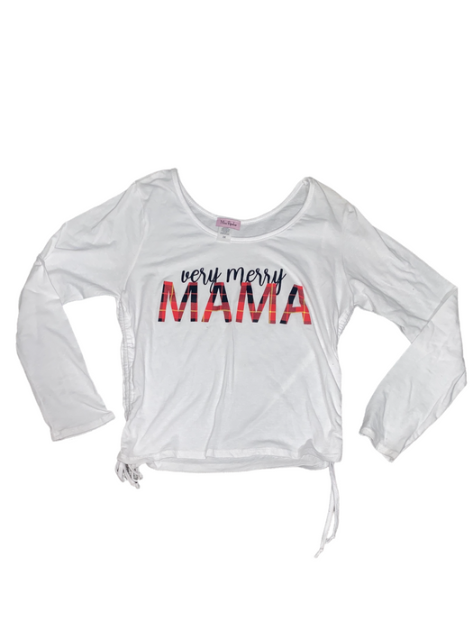 Miss Popular Women's White "Very Messy Mama" Crop Top