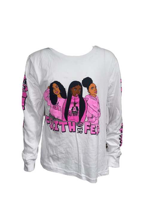 On Fire Girls White "Faith Over Fear" Long Sleeve T-Shirt