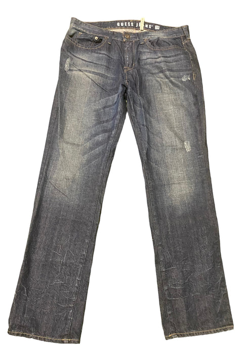 Guess Men's Grit Rocker Slim Straight Distressed Jeans Blue (Size: 38 x 32)