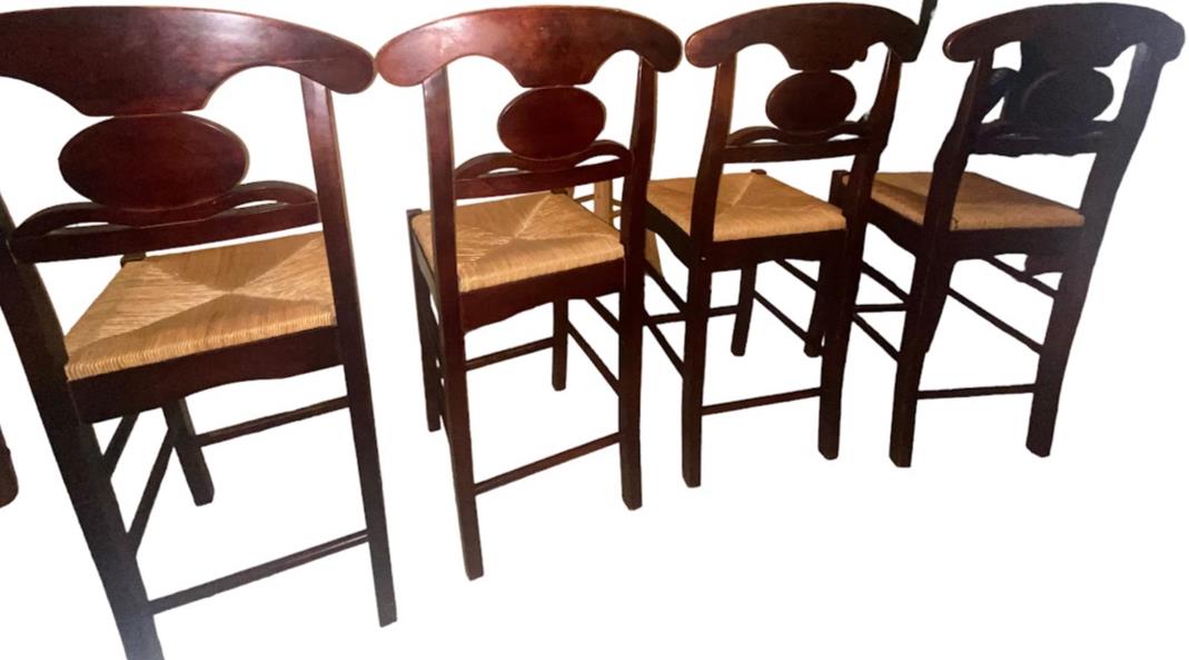 Napoleon Cherry Wood Highback Counter Stools w/ Rush Seating (Set of 4)