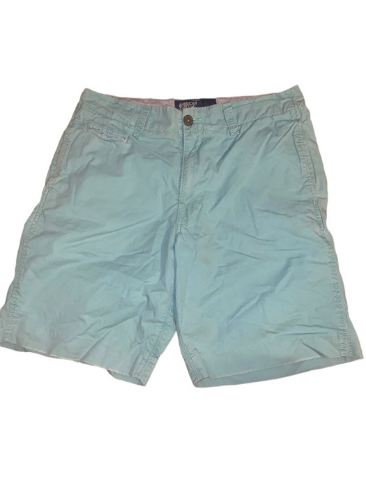 American Eagle Classic Cotton Flat Front Shorts Mint Green (Size: 32 X 10)