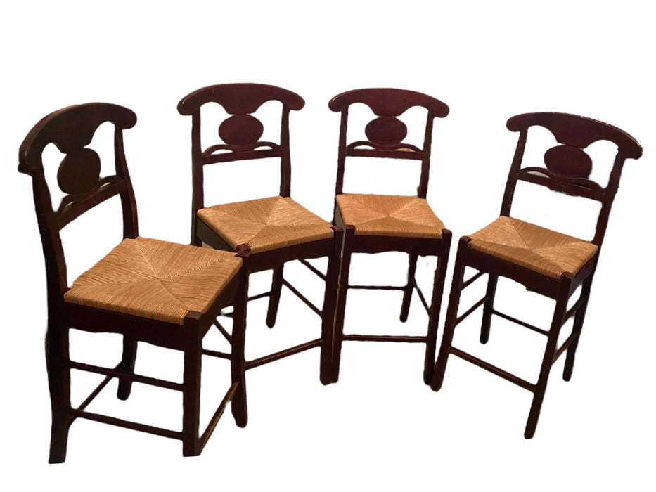 Napoleon Cherry Wood Highback Counter Stools w/ Rush Seating (Set of 4)