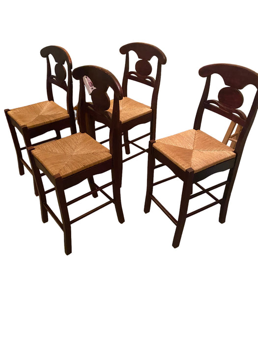 Napoleon Cherry Wood Highback Counter Stools w/ Rush Seating (Set of 4)