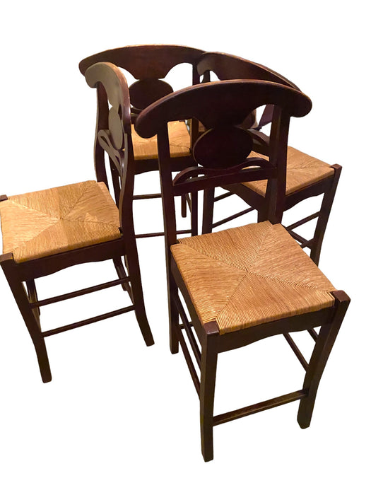 Napoleon Cherry Wood Highback Counter Stools w/ Rush Seating (Set of 4)