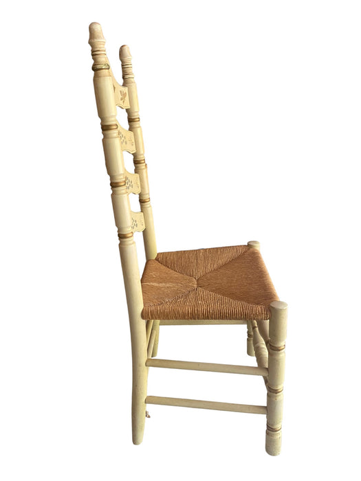 High LadderBack Hitchcock Harvest Hand Painted Style Chair w/ Rush Seating Beige