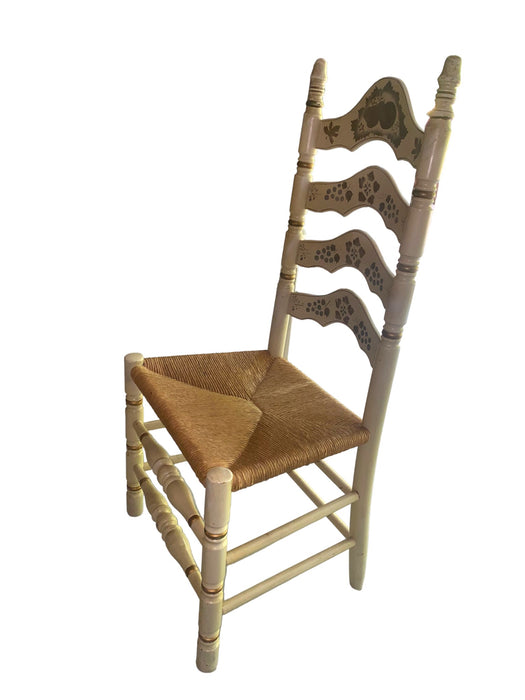 High LadderBack Hitchcock Harvest Hand Painted Style Chair w/ Rush Seating Beige