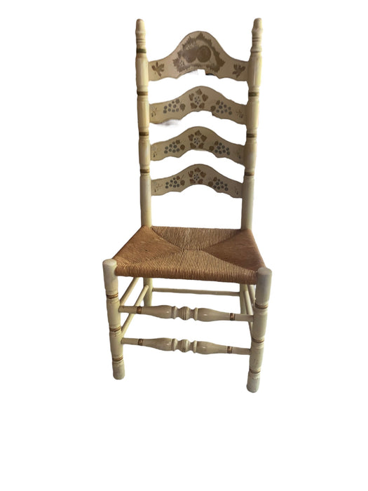 High LadderBack Hitchcock Harvest Hand Painted Style Chair w/ Rush Seating Beige