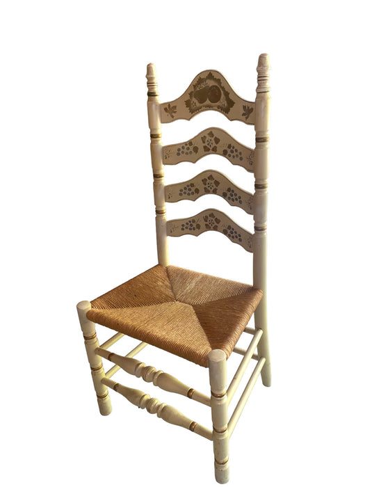 High LadderBack Hitchcock Harvest Hand Painted Style Chair w/ Rush Seating Beige