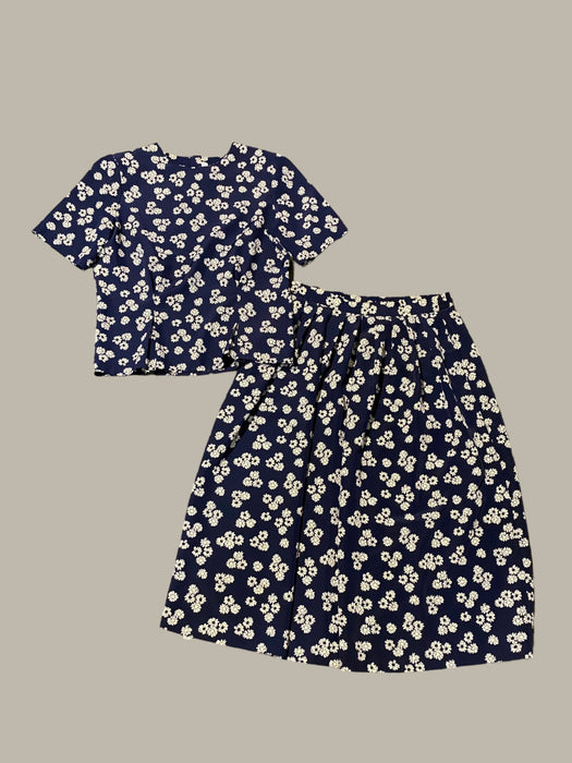 Laura & Jayne Collection Women's Plus Navy & White Floral 2-Piece Suit (Size 14)