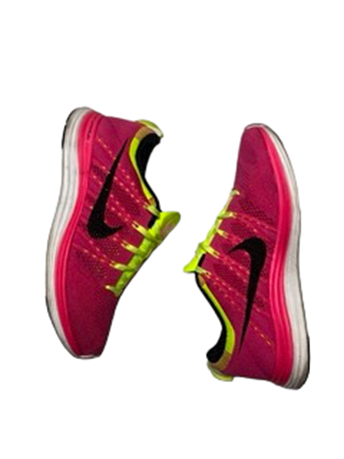 Nike Flyknit One+ Lunarlon Pink Green Running Shoes Women's (Size: 9) 554888-606