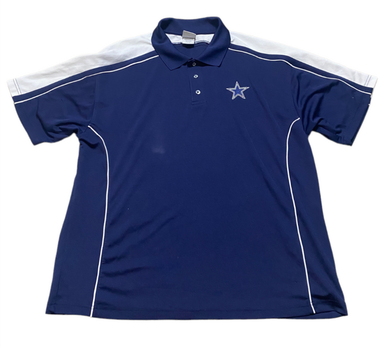 Dallas Cowboys Authentic Men's Sideline Embroidered Collard Polo Blue (Size: XL)