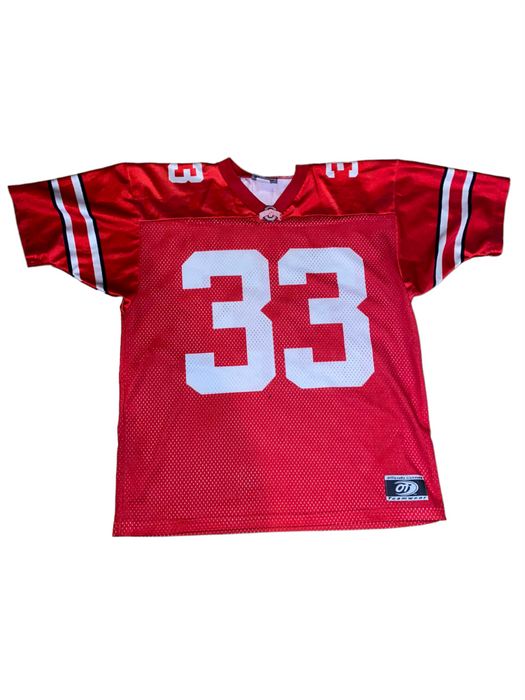 Ohio State University NCAA Team Wear #33 Youth Jersey Red/White (Size: XL)